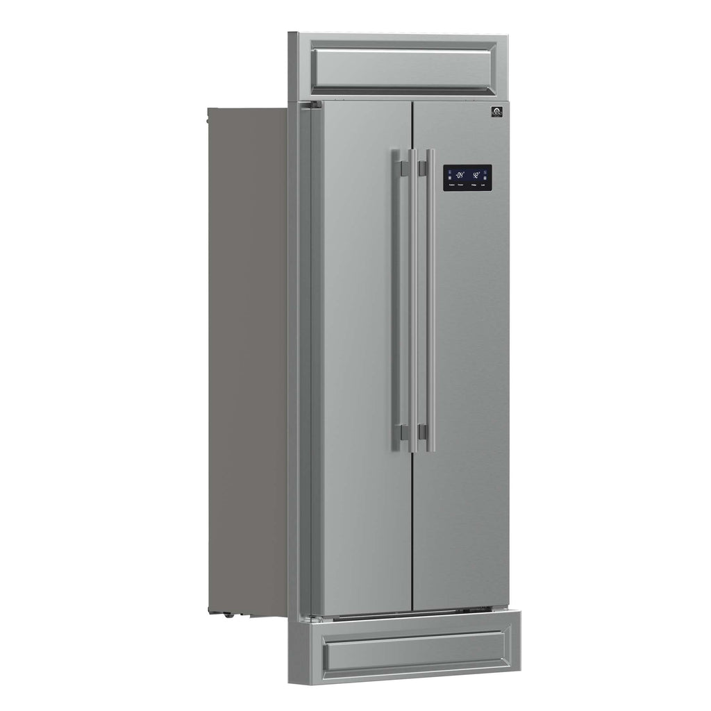 Forno Salerno 37-Inch Built-In Stainless Steel Refrigerator, 15.6 cu.ft, Modern Decorative Grill, ENERGY STAR Certified