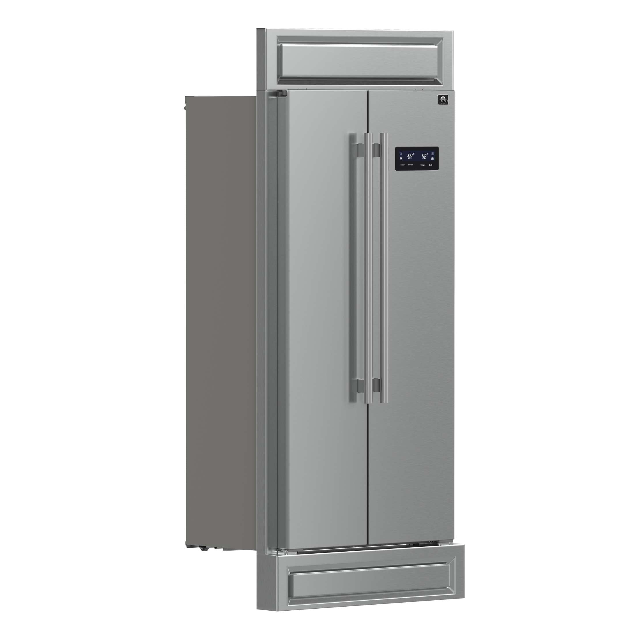 Forno Salerno 37-Inch Built-In Stainless Steel Refrigerator, 15.6 cu.ft, Modern Decorative Grill, ENERGY STAR Certified