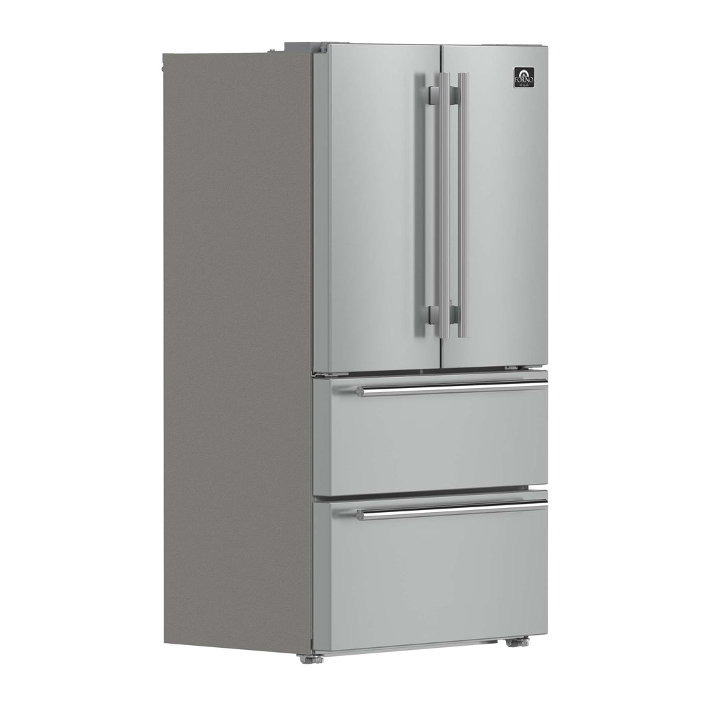 Forno Alta Moena 36-Inch French Door Refrigerator, 19.2 cu.ft, Counter Depth, Ice Maker, Stainless Steel Interior Panel, ENERGY STAR Certified