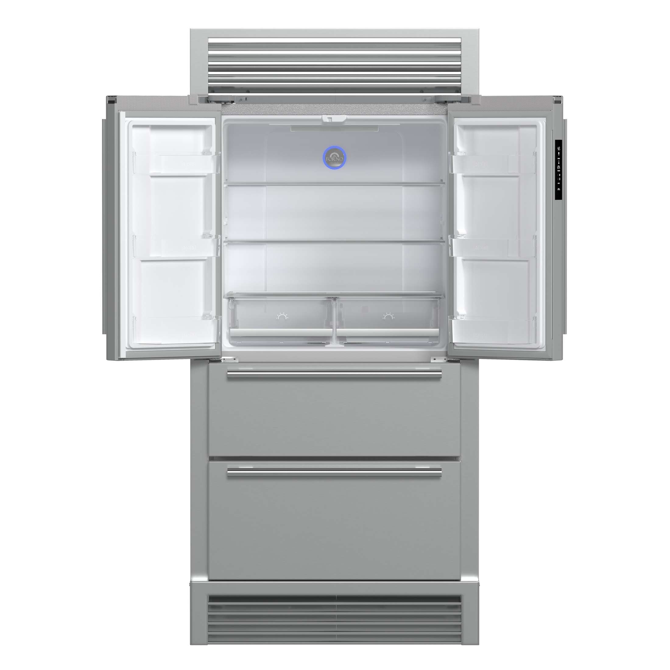 Forno Moena 40-Inch French Door Refrigerator, Stainless Steel, 19.2 cu.ft, Decorative Grill, ENERGY STAR Certified