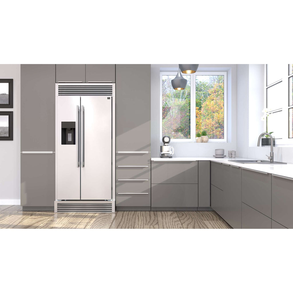 Forno Salerno 40-Inch Built-In Stainless Steel Refrigerator, 20 cu.ft, Modern Decorative Grill, ENERGY STAR Certified