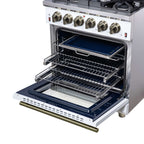 Forno Massimo 30-Inch White Freestanding Gas Range, 5 Burners, True Convection Oven