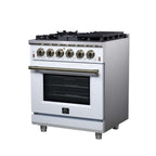 Forno Massimo 30-Inch White Freestanding Gas Range, 5 Burners, True Convection Oven