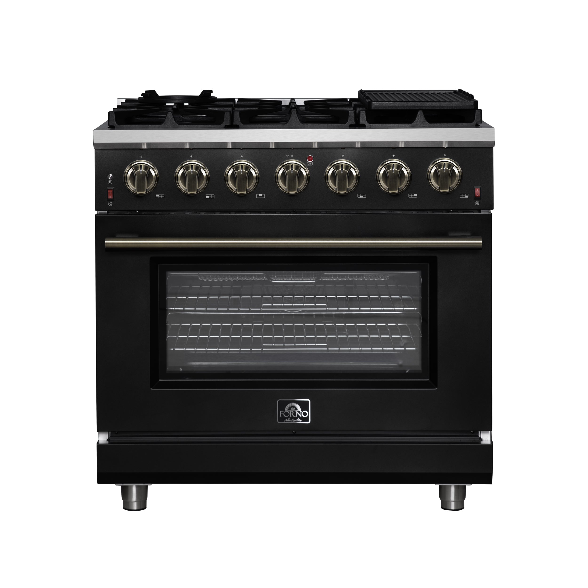 Forno Massimo 36-Inch Black Freestanding Gas Range, 6 Sealed Burners ...