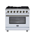 Forno Massimo 36-Inch White Freestanding Gas Range, 6 Sealed Burners, Convection Oven, Energy Efficient