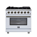 Forno Massimo 36-Inch White Freestanding Gas Range, 6 Sealed Burners, Convection Oven, Energy Efficient