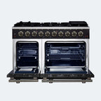 Forno Massimo 48-Inch Black Freestanding Gas Range, 8 Burners, True Convection Oven