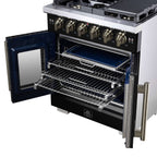 Forno Capriasca 30-Inch Freestanding French Door Gas Range, 4 Burners, Convection Oven, Energy Efficient