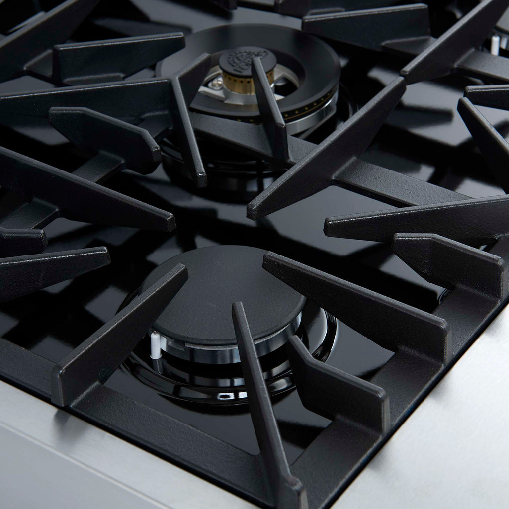 Giovanni 30-inch Gas Range White & Antique Brass Design, 5 Burners 67,000 BTU, 4.32 cu.ft. Convection Oven