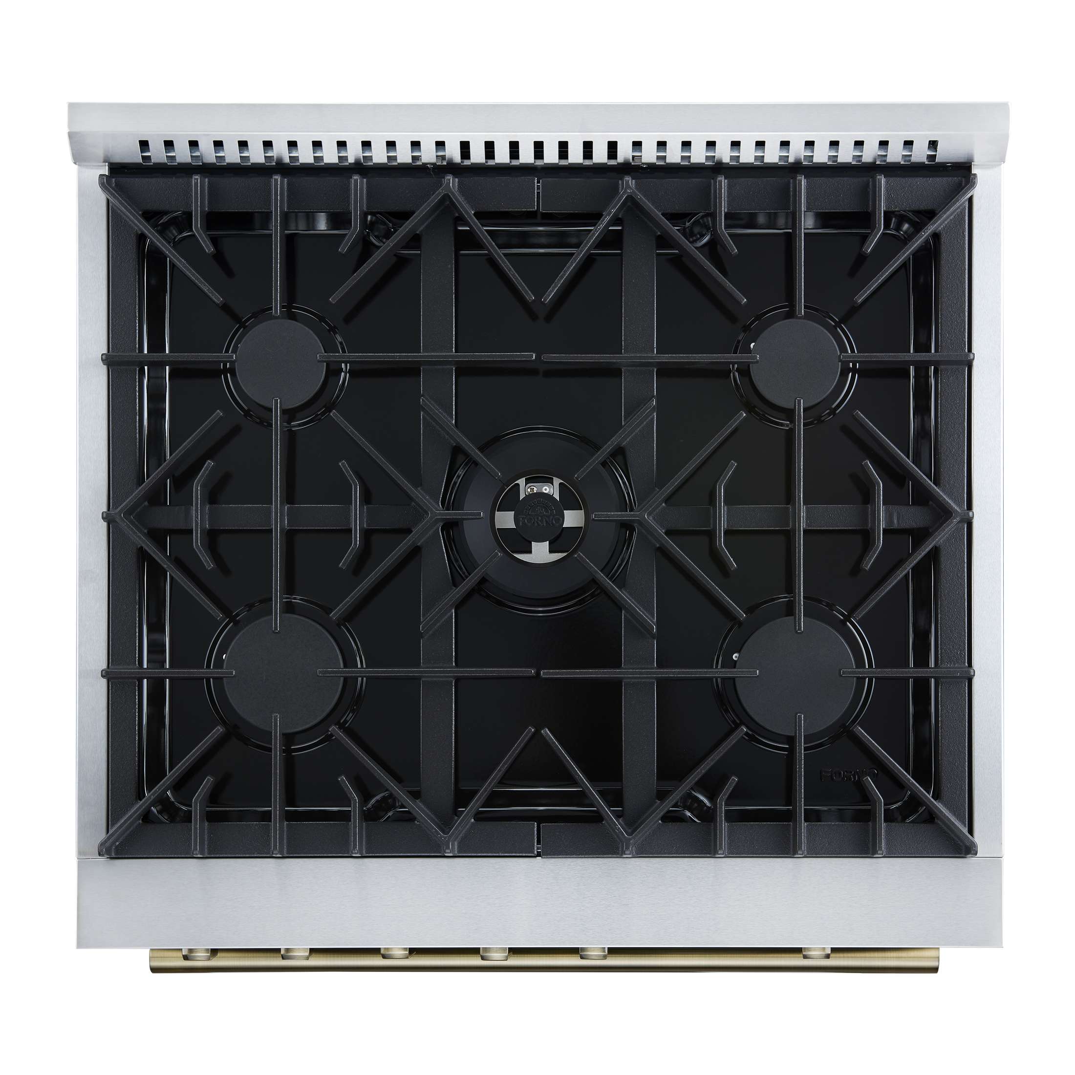 Giovanni 30-inch Gas Range Black & Antique Brass Design, 5 Burners 67,000 BTU, 4.32 cu.ft. Convection Oven