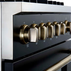 Giovanni 30-inch Gas Range Black & Antique Brass Design, 5 Burners 67,000 BTU, 4.32 cu.ft. Convection Oven