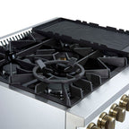 Giovanni 30-inch Gas Range White & Antique Brass Design, 5 Burners 67,000 BTU, 4.32 cu.ft. Convection Oven