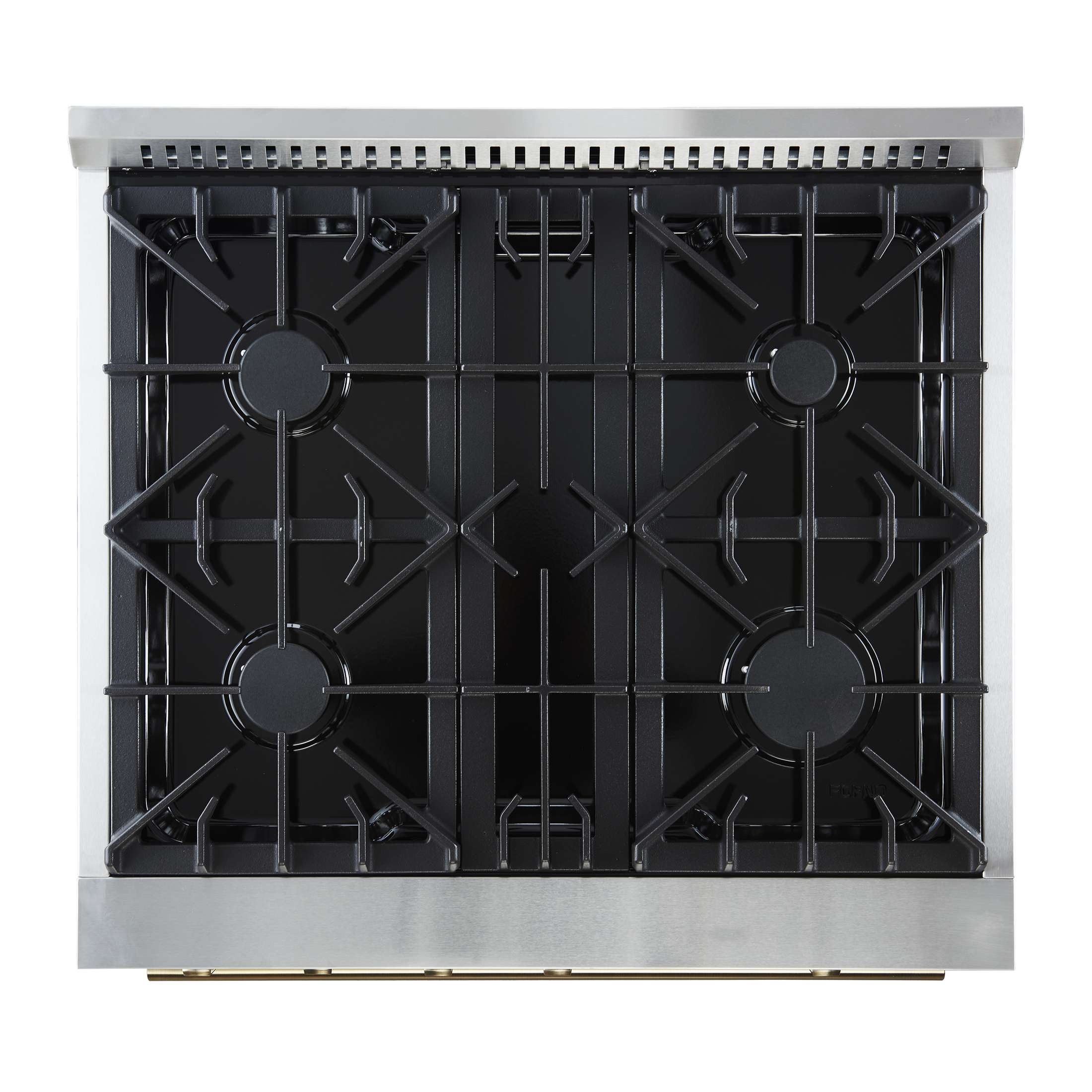Marco 30-inch Gas Range Black & Antique Brass Design, 4 Burners 37,000 BTU, 4.32 cu.ft. Convection Oven