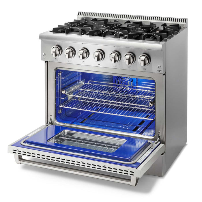 THOR Kitchen 36-Inch Professional Dual Fuel Liquid Propane Range – HRD3606ULP