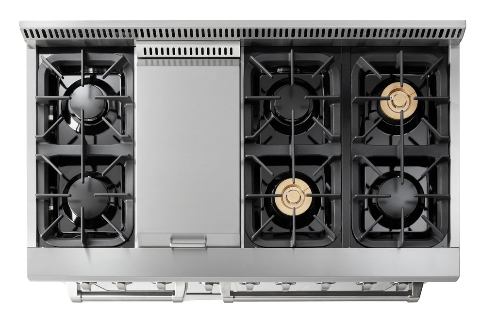 THOR Kitchen 48 Inch Professional Dual Fuel Range in Stainless Steel – HRD4803ULP