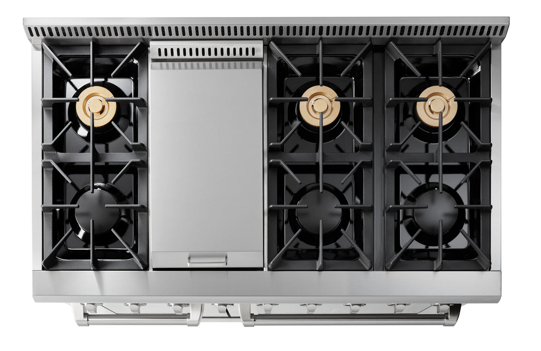 THOR Kitchen 48 Inch Dual Fuel Range in Stainless Steel – Professional – HRD4803U