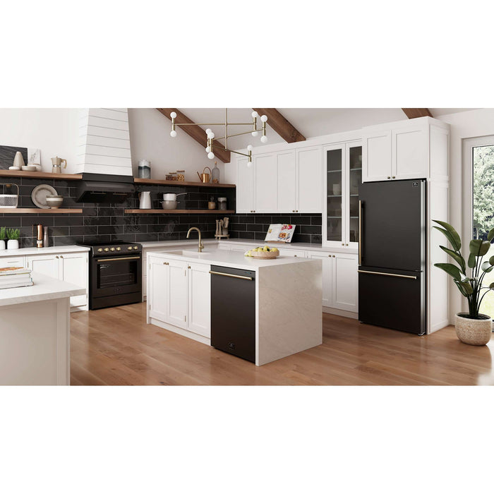 Forno Milano Espresso 31-Inch Bottom Freezer Refrigerator, Black, 17.2 cu.ft Capacity, Energy Efficient