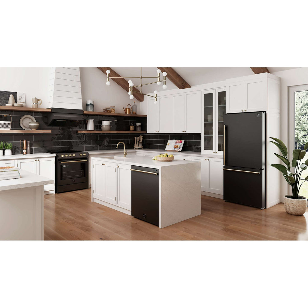 Forno Bari Espresso 30-Inch Under Cabinet Range Hood, Black, 600 CFM, LED Lighting, Dishwasher-Safe Baffle Filters, 3-Speed Fan Control