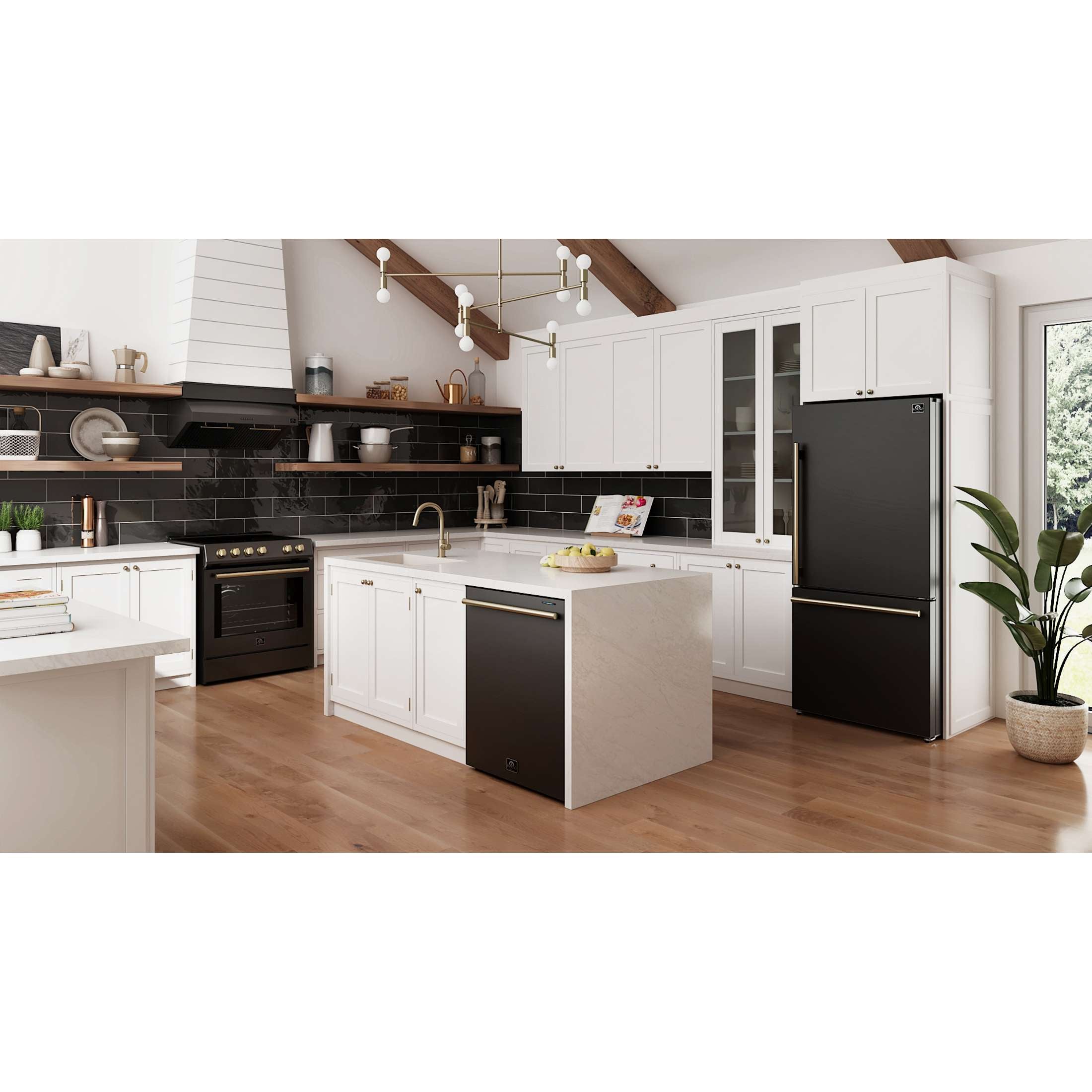 Forno Bari Espresso 30-Inch Under Cabinet Range Hood, Black, 600 CFM, LED Lighting, Dishwasher-Safe Baffle Filters, 3-Speed Fan Control