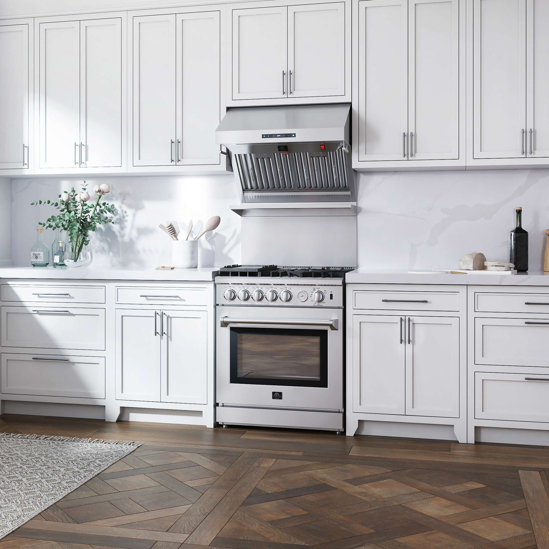 Forno Savona 30-Inch Wall Mount Range Hood, Baffle Filters, Backsplash Included