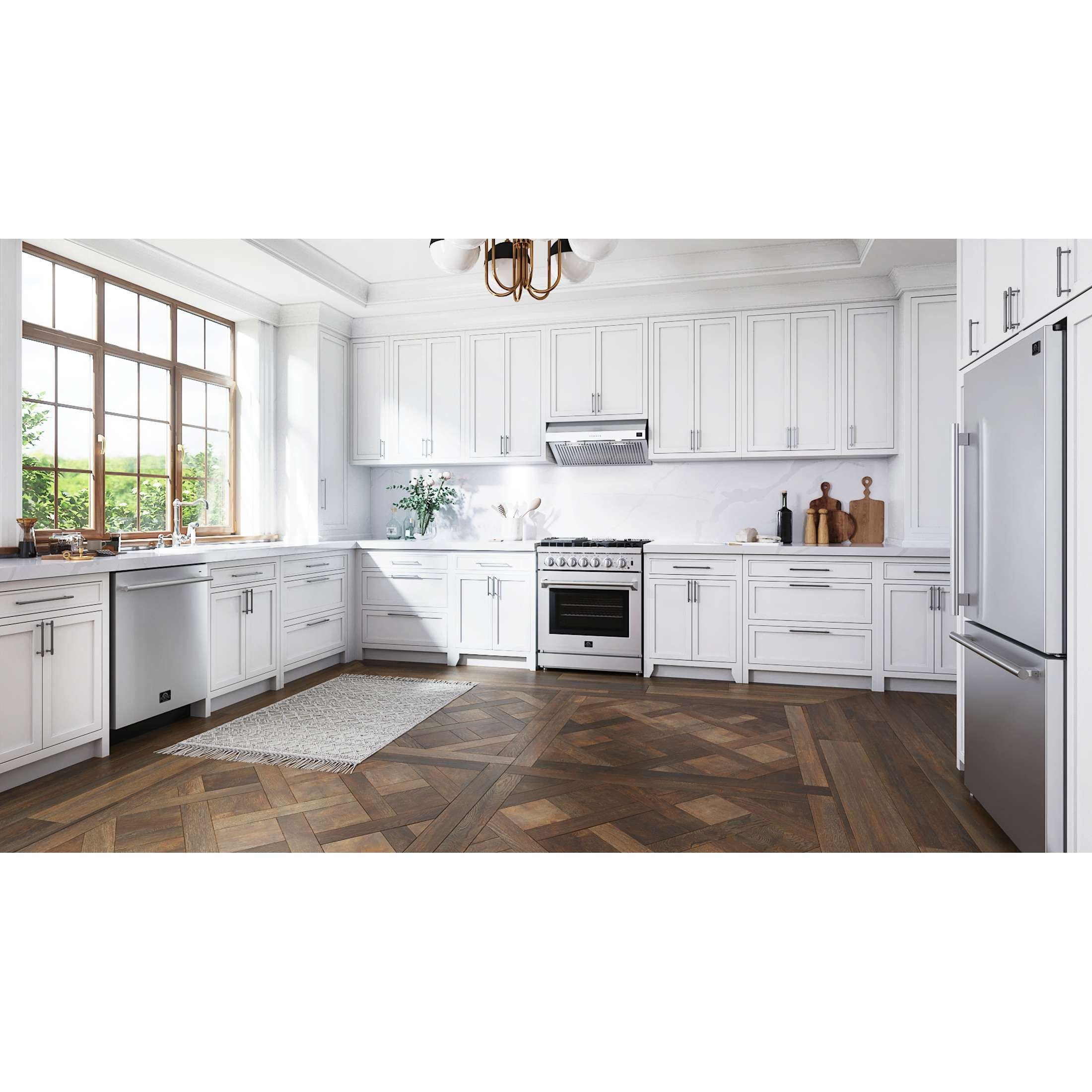 Forno Lazio 30-Inch Freestanding Dual Fuel Range, 5 Burners, True Convection Oven