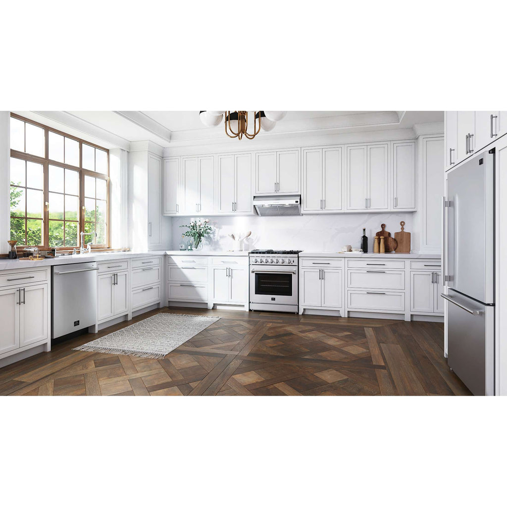 Forno Bari Espresso 30-Inch Under Cabinet Range Hood, Stainless Steel, 400 CFM, LED Lighting, Dishwasher-Safe Baffle Filters, 4-Speed Fan Control