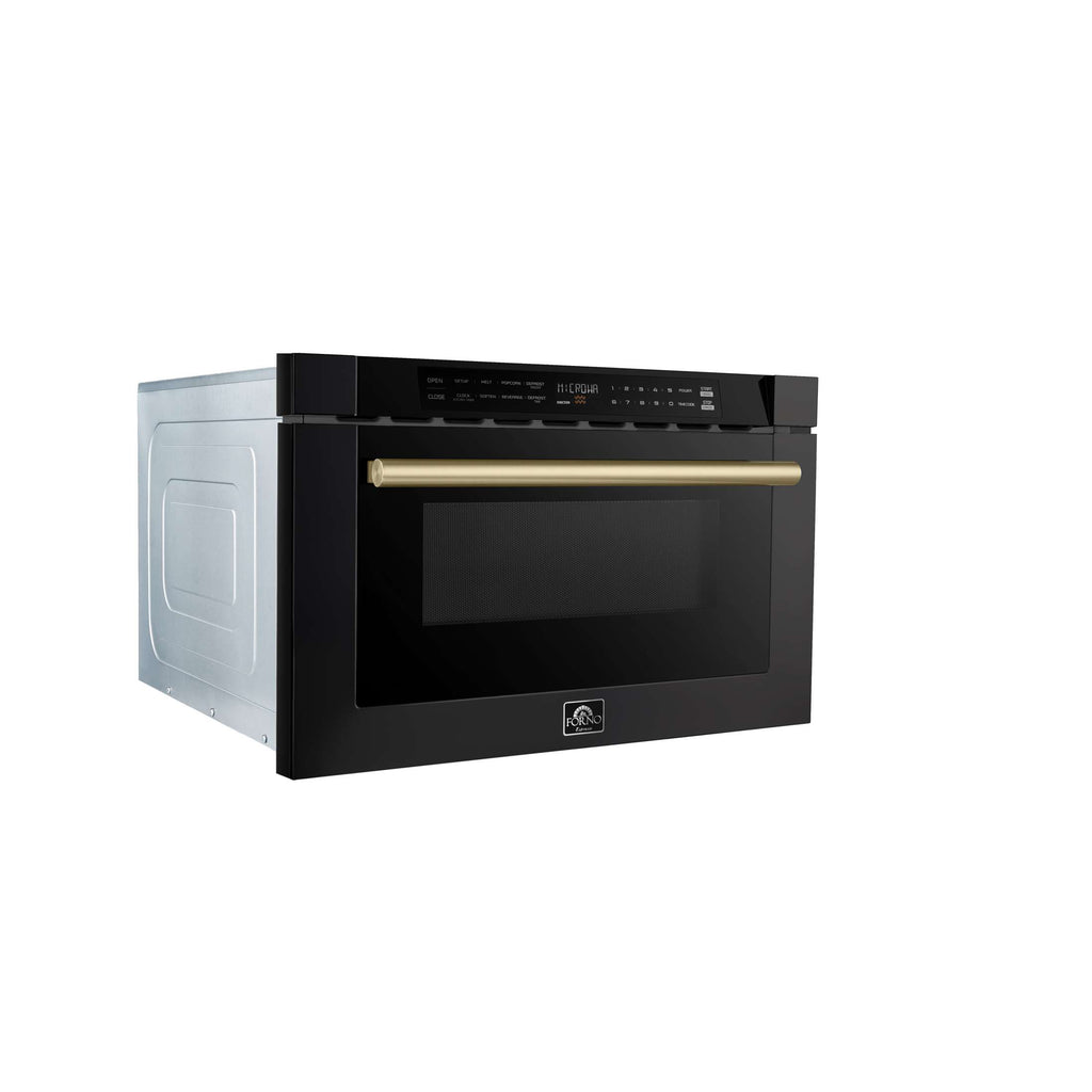 Forno Capoliveri Espresso 24-Inch Microwave Drawer, Black, 1.2 cu.ft, 1500 Watts, Built-In, Touch Control LCD Display, Auto-Touch Open/Close, 11 Power Levels, Sensor Cooking