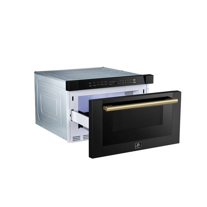 Forno Capoliveri Espresso 24-Inch Microwave Drawer, Black, 1.2 cu.ft, 1000 Watts, Built-In, Touch Control LCD Display, Auto-Touch Open/Close, 11 Power Levels, Sensor Cooking