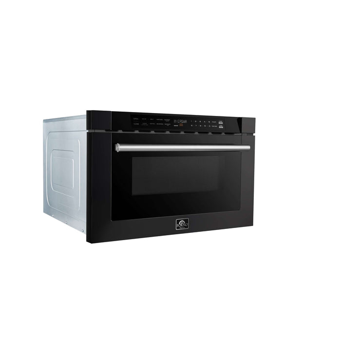 Forno Capoliveri Espresso 24-Inch Microwave Drawer, Black, 1.2 cu.ft, 1000 Watts, Built-In, Touch Control LCD Display, Auto-Touch Open/Close, 11 Power Levels, Sensor Cooking
