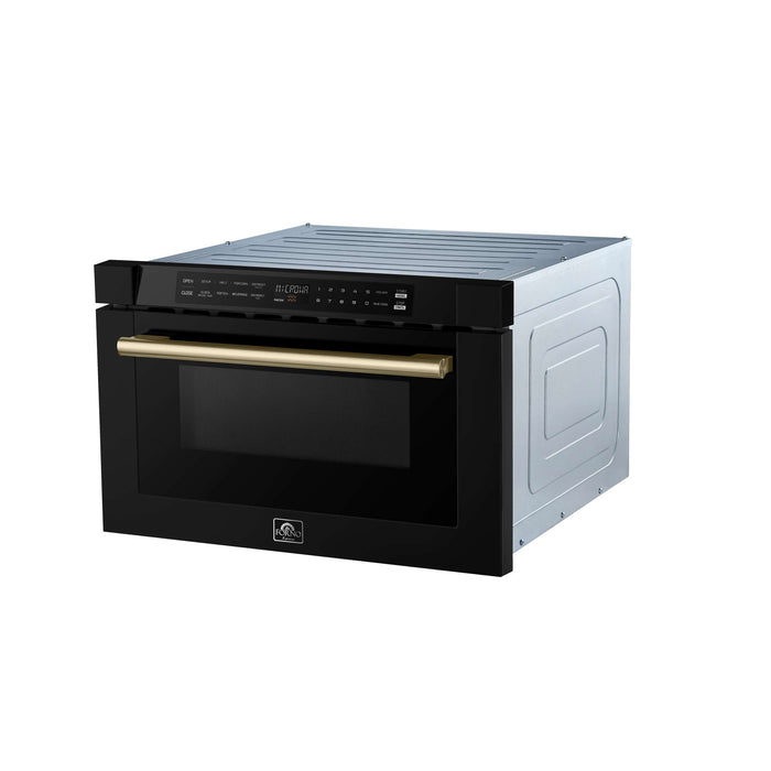 Forno Capoliveri Espresso 24-Inch Microwave Drawer, Black, 1.2 cu.ft, 1000 Watts, Built-In, Touch Control LCD Display, Auto-Touch Open/Close, 11 Power Levels, Sensor Cooking