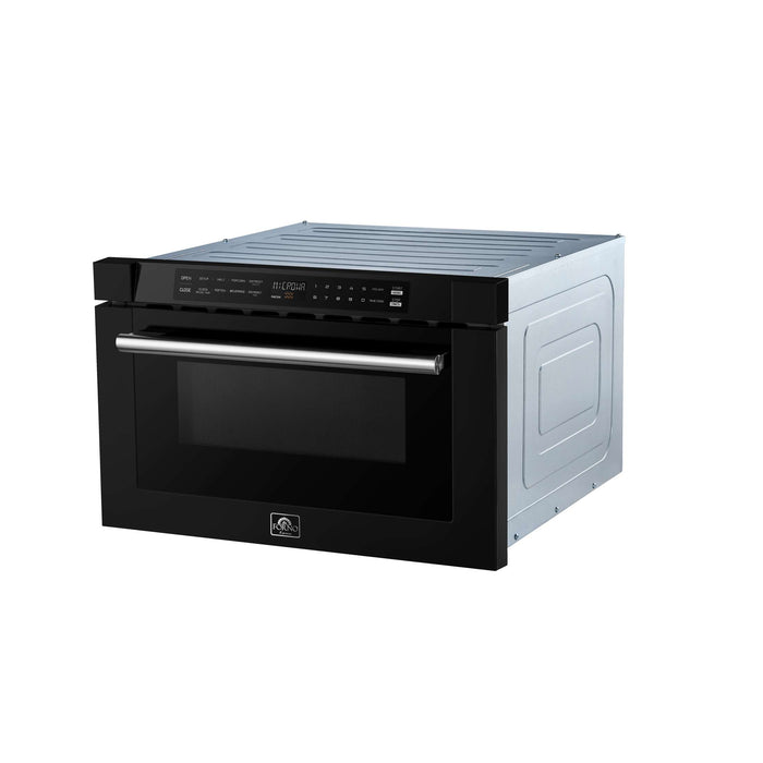 Forno Capoliveri Espresso 24-Inch Microwave Drawer, Black, 1.2 cu.ft, 1000 Watts, Built-In, Touch Control LCD Display, Auto-Touch Open/Close, 11 Power Levels, Sensor Cooking