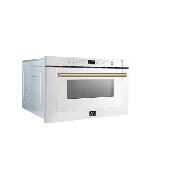 Forno Capoliveri Espresso 24-Inch Microwave Drawer, White, 1.2 cu.ft, 1000 Watts, Built-In, Touch Control LCD Display, Auto-Touch Open/Close, 11 Power Levels, Sensor Cooking