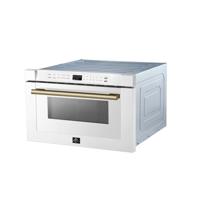 Forno Capoliveri Espresso 24-Inch Microwave Drawer, White, 1.2 cu.ft, 1000 Watts, Built-In, Touch Control LCD Display, Auto-Touch Open/Close, 11 Power Levels, Sensor Cooking
