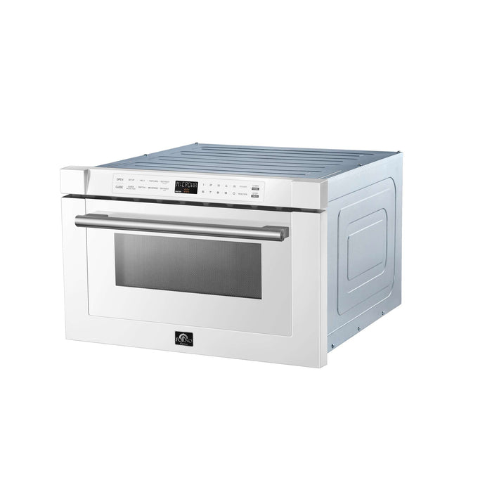 Forno Capoliveri Espresso 24-Inch Microwave Drawer, White, 1.2 cu.ft, 1000 Watts, Built-In, Touch Control LCD Display, Auto-Touch Open/Close, 11 Power Levels, Sensor Cooking