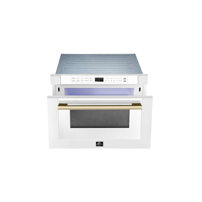 Forno Capoliveri Espresso 24-Inch Microwave Drawer, White, 1.2 cu.ft, 1000 Watts, Built-In, Touch Control LCD Display, Auto-Touch Open/Close, 11 Power Levels, Sensor Cooking
