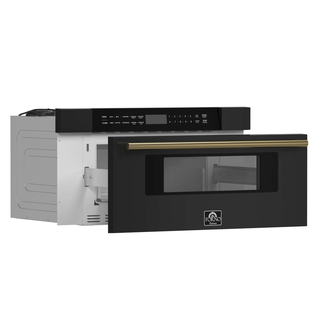 Forno Capoliveri Espresso 30-Inch Microwave Drawer, Black, 1.2 cu.ft, 1500 Watts, Built-In, Touch Control LCD Display, Auto-Touch Open/Close, 11 Power Levels, Sensor Cooking