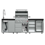 FORNO Bulnes 30-Inch BBQ, 60,000 BTU, 3 Burners with Sear & Rotisserie Infrared Burners, Stainless Steel Outdoor Kitchen with 1.8 cu.ft. Beverage Center & Black Granite Countertops