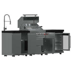 FORNO Bulnes 30-Inch BBQ, 60,000 BTU, 3 Burners with Sear & Rotisserie Infrared Burners, Stainless Steel Outdoor Kitchen with 1.8 cu.ft. Beverage Center & Black Granite Countertops