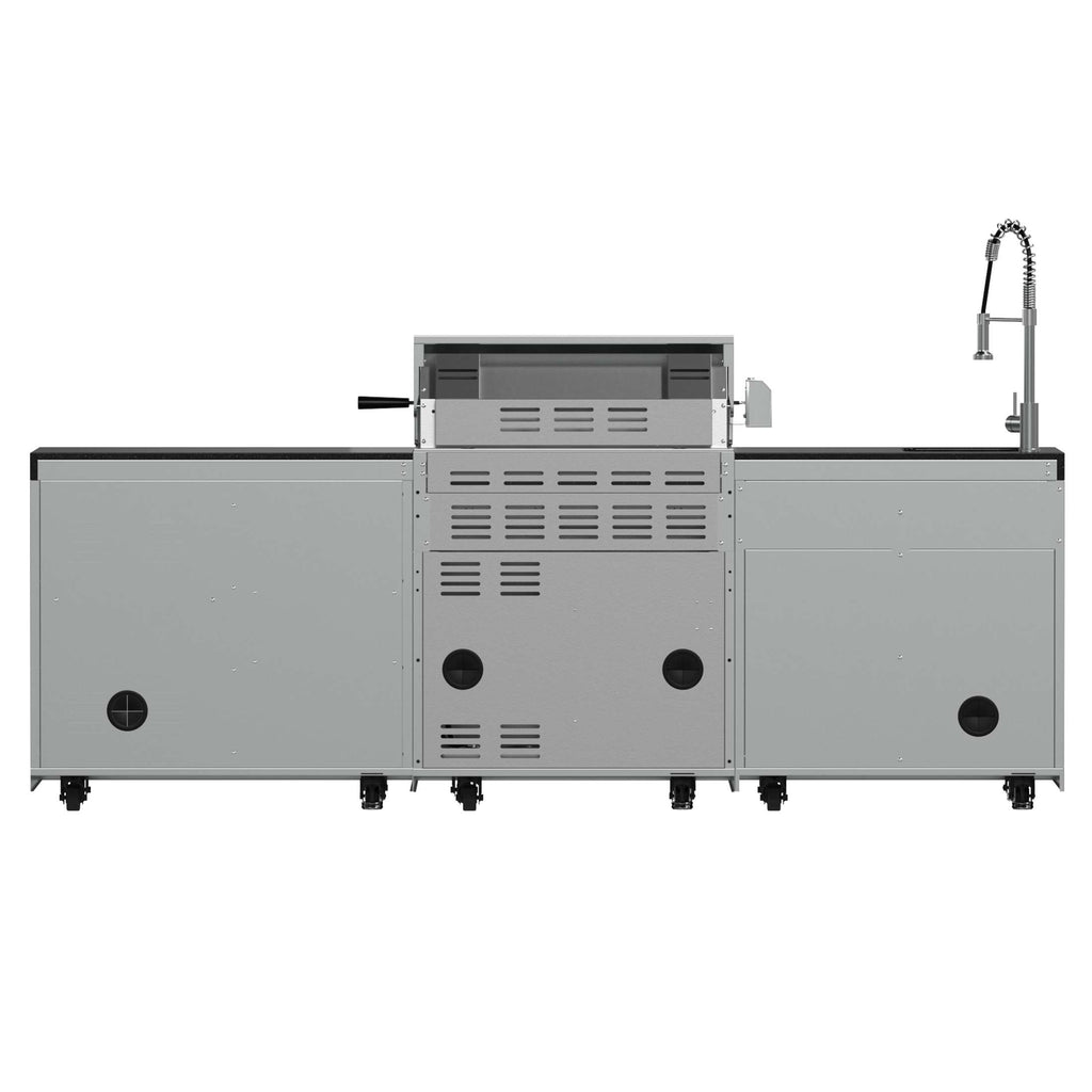 FORNO Bulnes 30-Inch BBQ, 60,000 BTU, 3 Burners with Sear & Rotisserie Infrared Burners, Stainless Steel Outdoor Kitchen with 1.8 cu.ft. Beverage Center & Black Granite Countertops