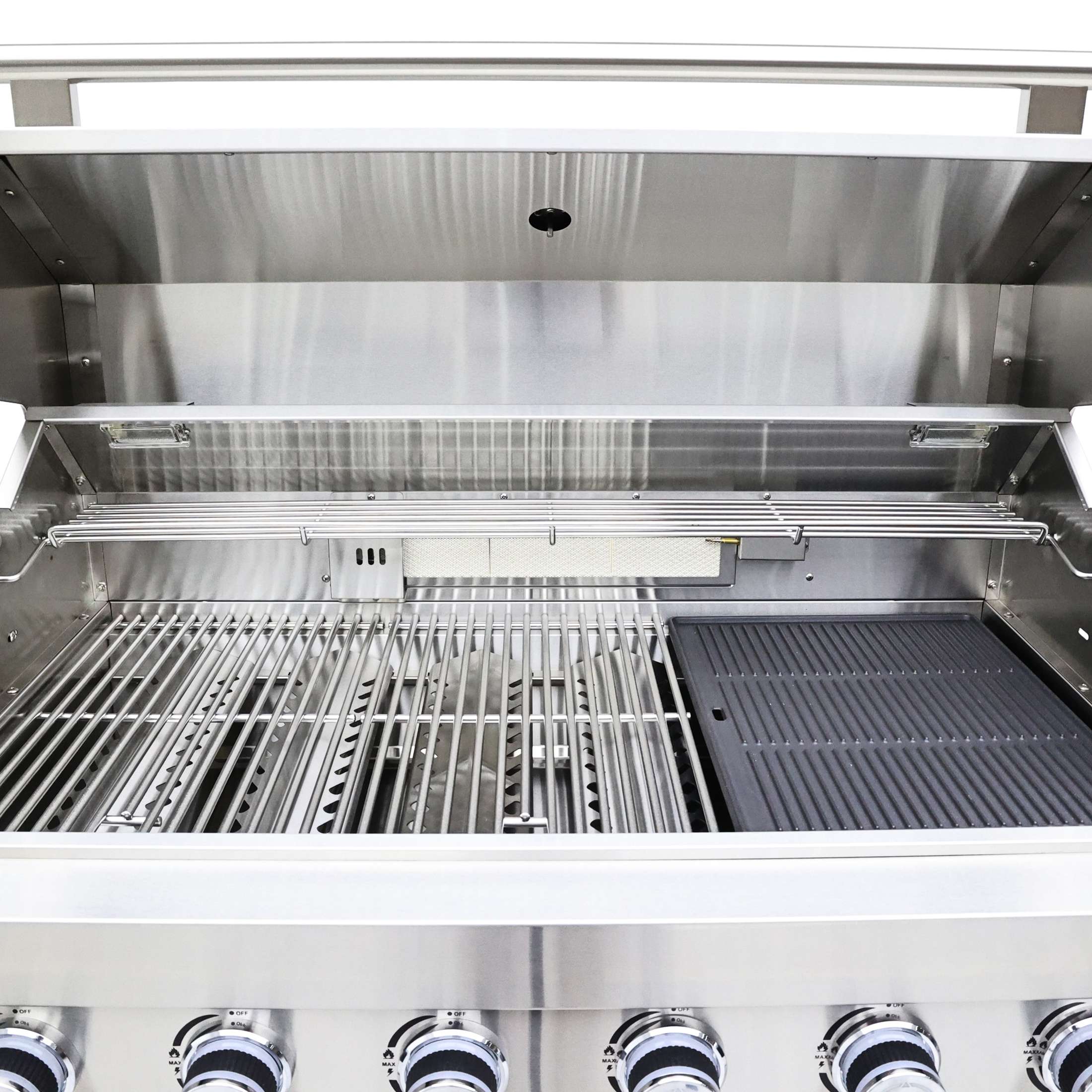 FORNO Bulnes 40-Inch BBQ, 95,000 BTU, 5 Burners, Sear & Rotisserie Infrared with Side Burner, Stainless Steel Outdoor Kitchen with 1.8 cu.ft. Beverage Center & Black Granite Countertops