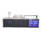 Forno Rimini Outdoor Kitchen: 30" BBQ 62,600 BTU, 4.8 cu.ft. Refrigerators, White Countertops