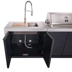 Forno Rimini Outdoor Kitchen: 30" BBQ 62,600 BTU, 4.8 cu.ft. Refrigerators, White Countertops