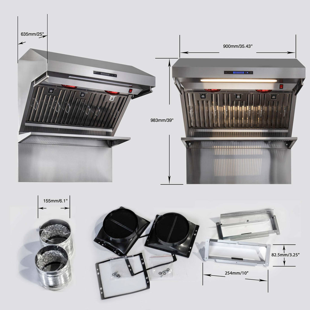 Forno Savona 36-Inch Wall Mount Range Hood, Baffle Filters, Backsplash Included