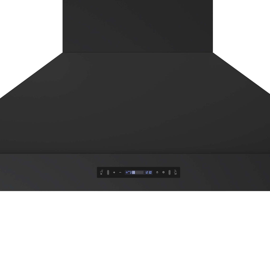 Forno Venezia 48 Inch Wall-Mounted Range Hood in Black with Antique Brass Accessories, Touch Controls and Baffle Filters