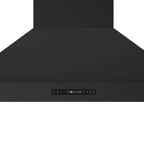 Forno Venezia 48 Inch Wall-Mounted Range Hood in Black with Antique Brass Accessories, Touch Controls and Baffle Filters