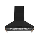 Forno Venezia 48 Inch Wall-Mounted Range Hood in Black with Antique Brass Accessories, Touch Controls and Baffle Filters