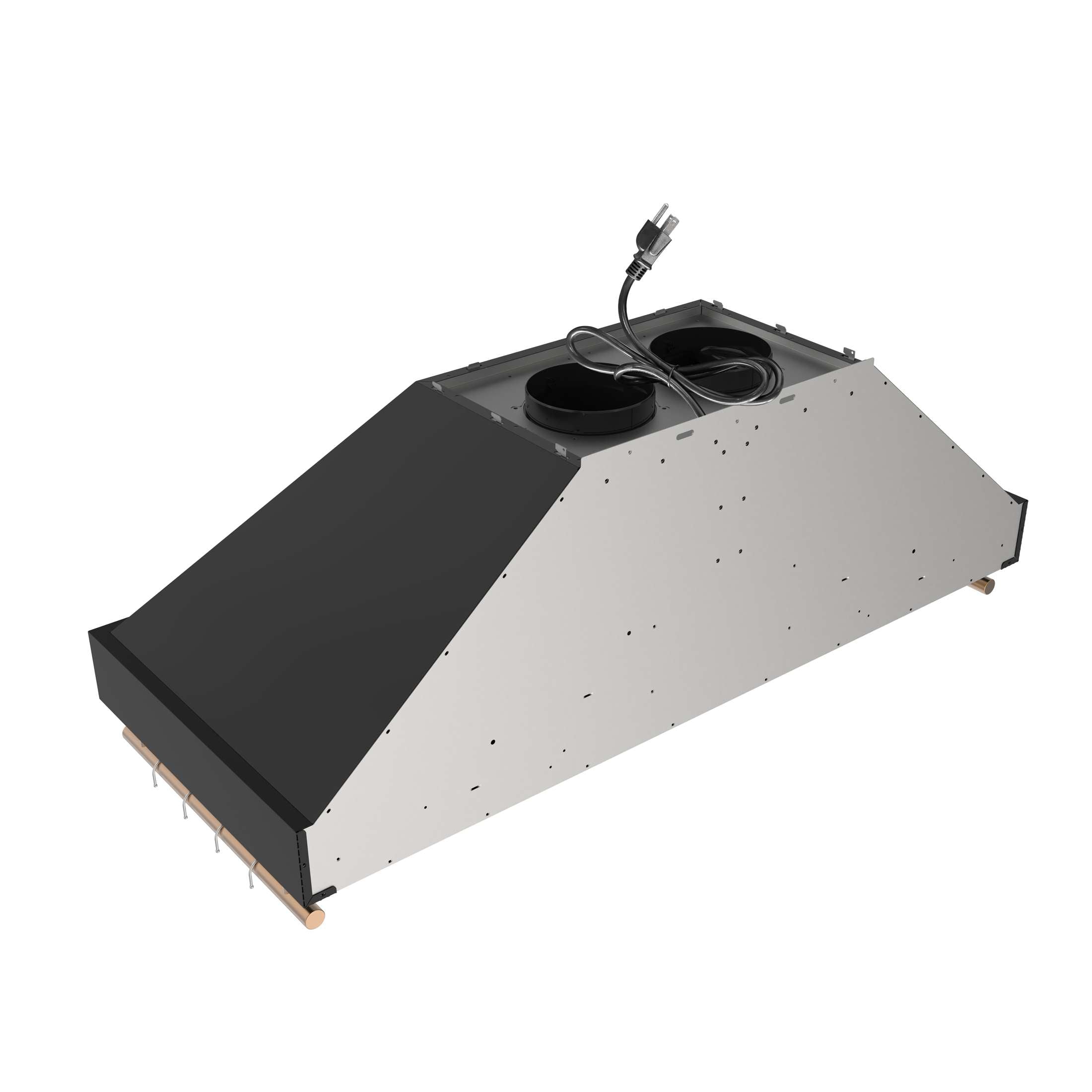 Forno Venezia 48 Inch Wall-Mounted Range Hood in Black with Antique Brass Accessories, Touch Controls and Baffle Filters