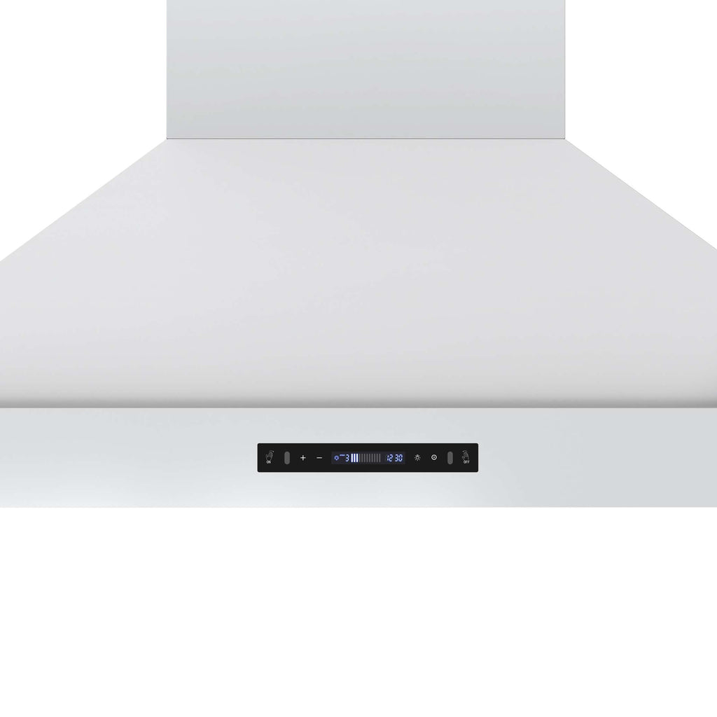 Forno Venezia 48 Inch Wall-Mounted Range Hood in White with Antique Brass Accessories, Touch Controls and Baffle Filters