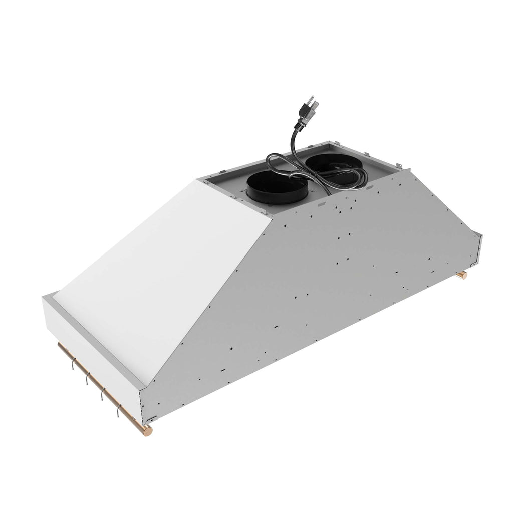 Forno Venezia 48 Inch Wall-Mounted Range Hood in White with Antique Brass Accessories, Touch Controls and Baffle Filters