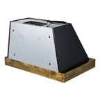 Forno Vittorio 36-Inch Wall Mount Range Hood, Black with Antique Brass Trim, 424 CFM Airflow, Dishwasher-Safe Baffle Filters, Remote Control, 3-Speed Fan, Bright LED Lighting.